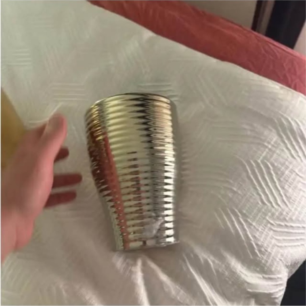 Silver and Gold Ribbed Vase